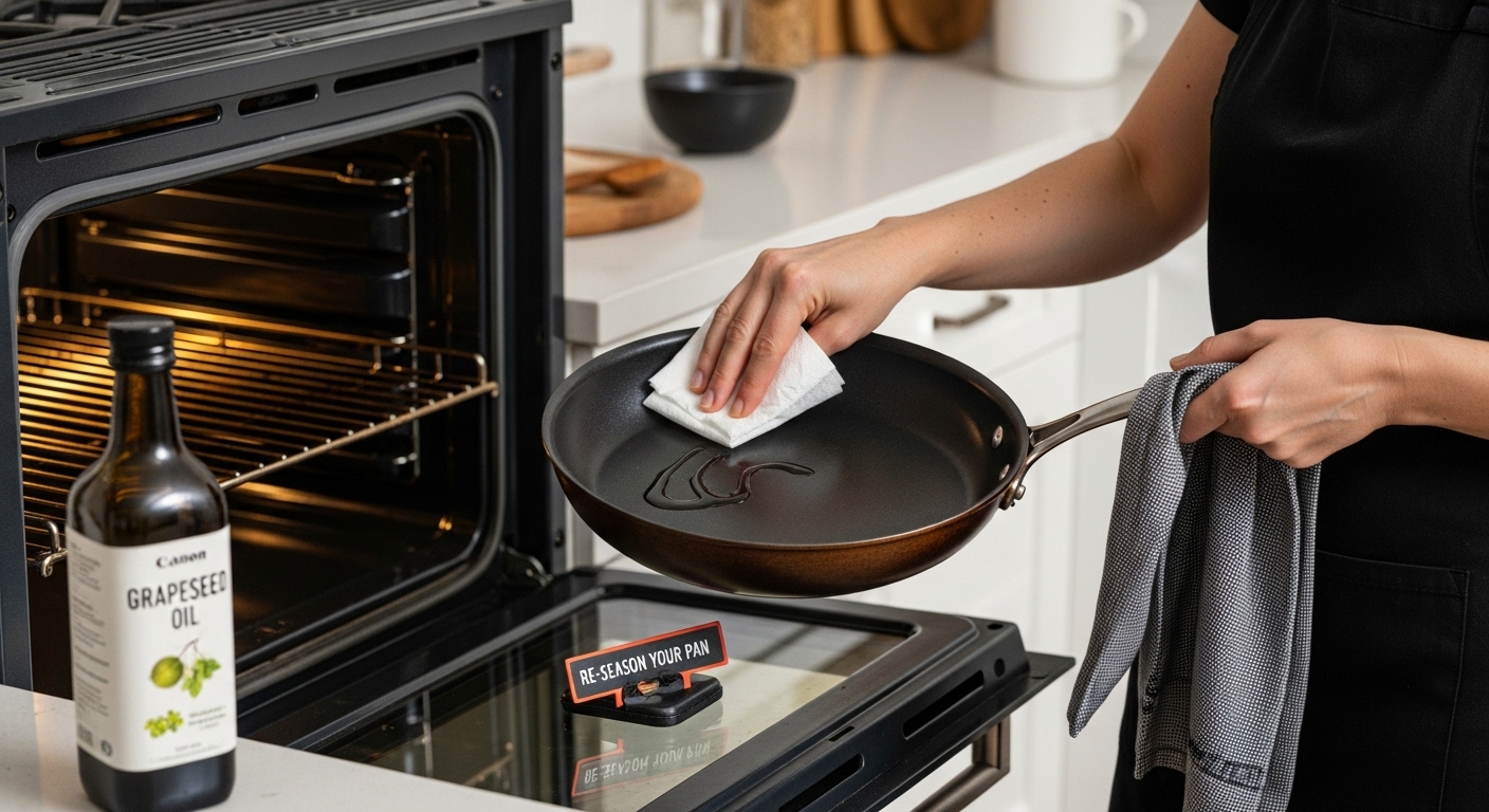 carbon steel pan seasoning step