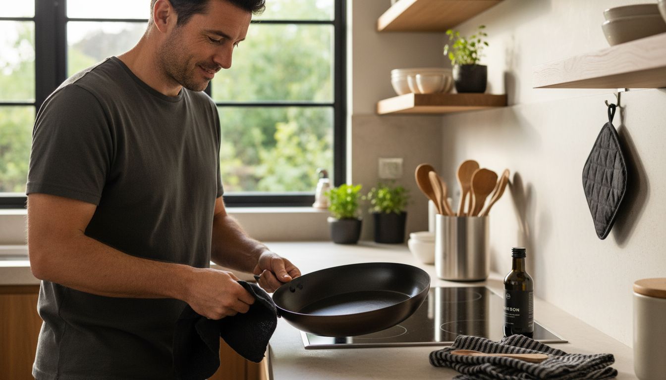 drying carbon steel pan