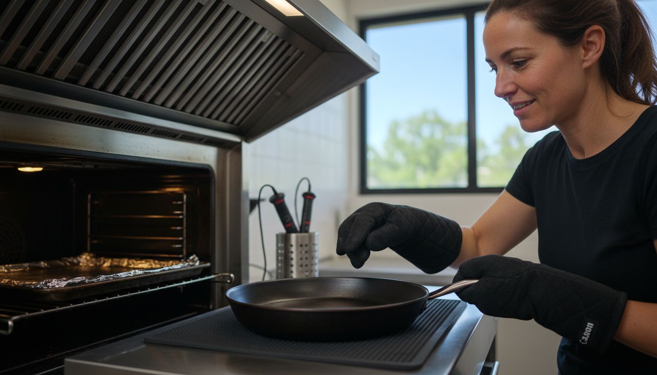 inspecting seasoned pan