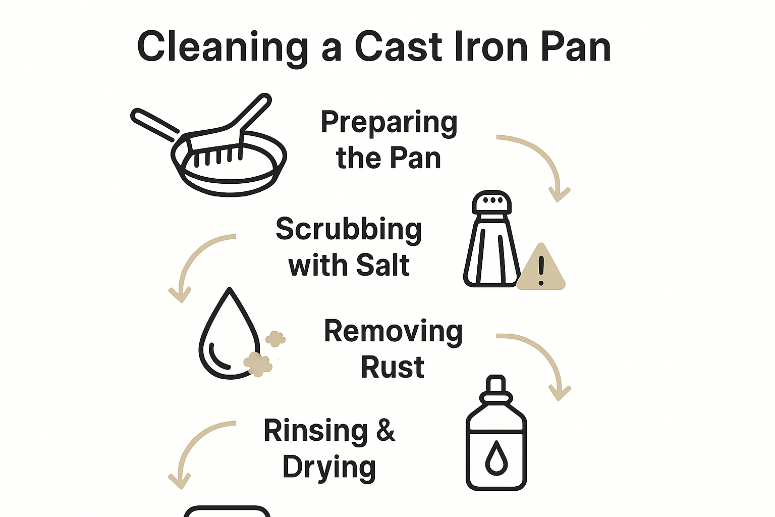 Step-by-step infographic for deep cleaning carbon steel pan