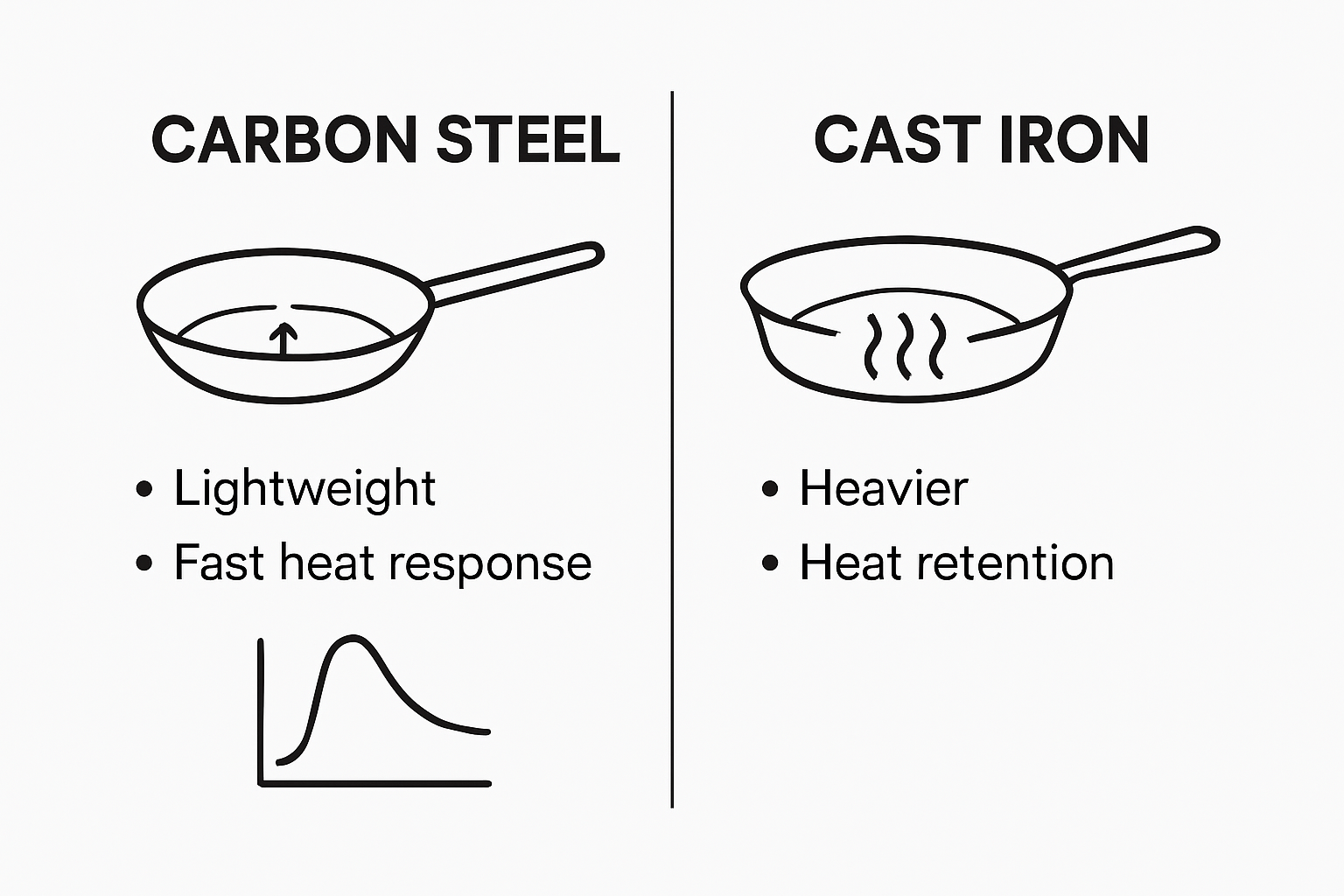 Infographic comparing carbon steel and cast iron
