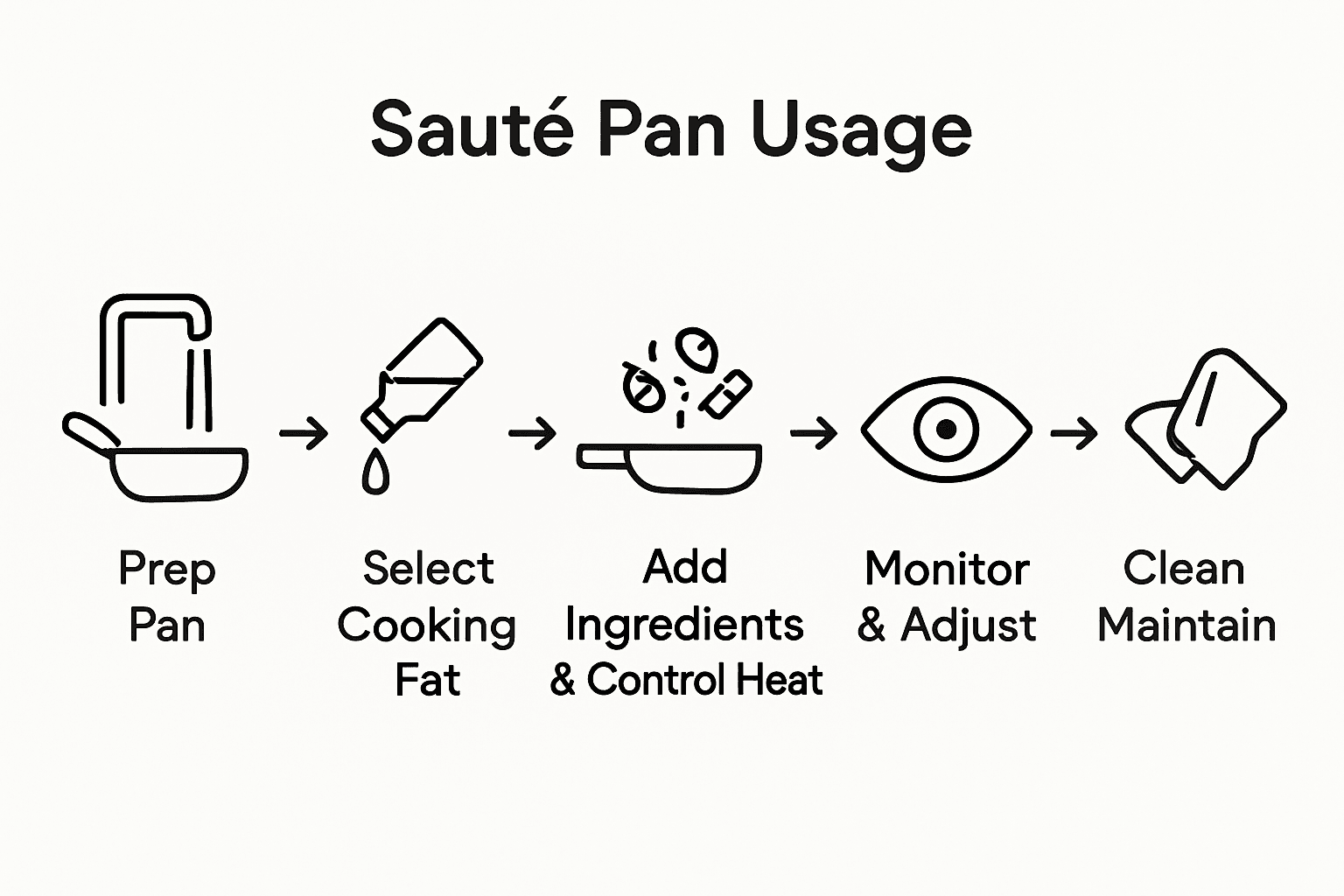 Infographic showing sauté pan workflow steps