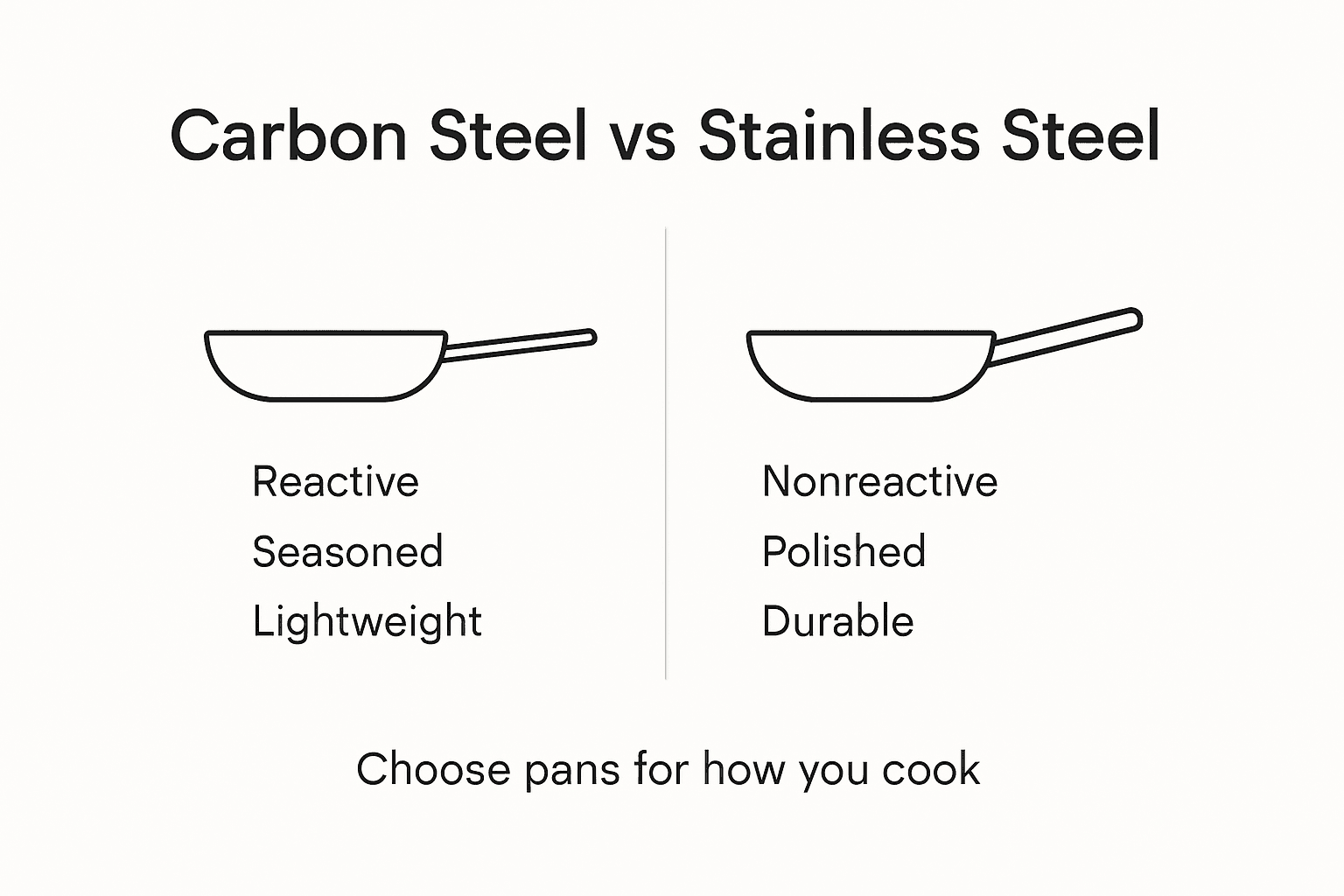 Infographic comparing carbon steel and stainless steel key traits