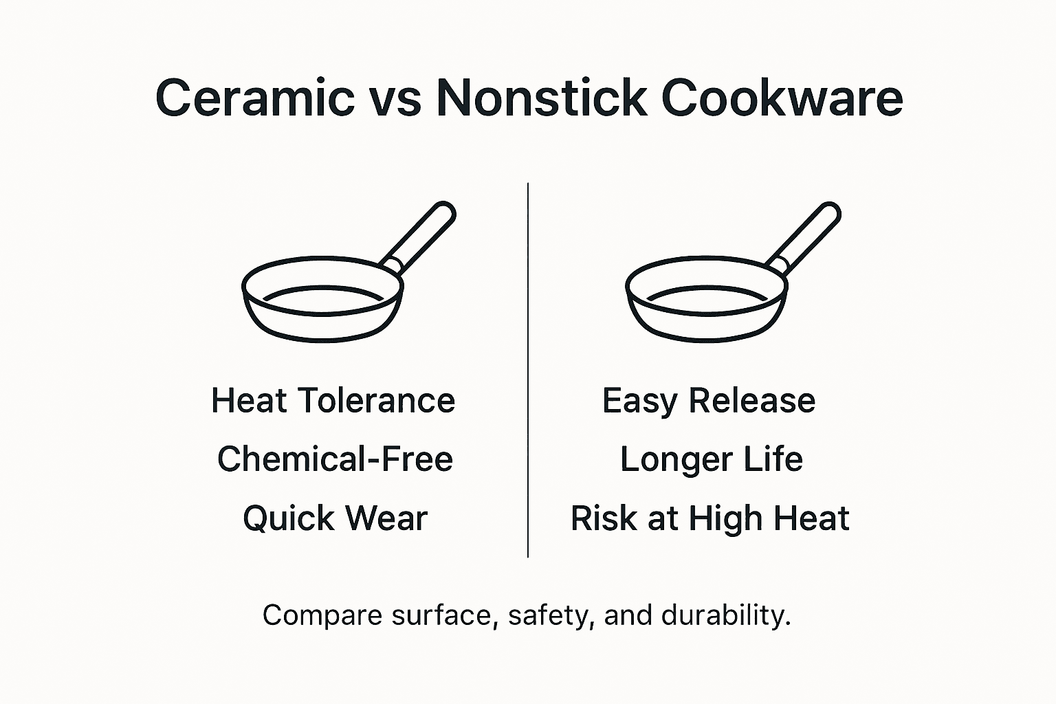 Infographic comparing ceramic and nonstick cookware