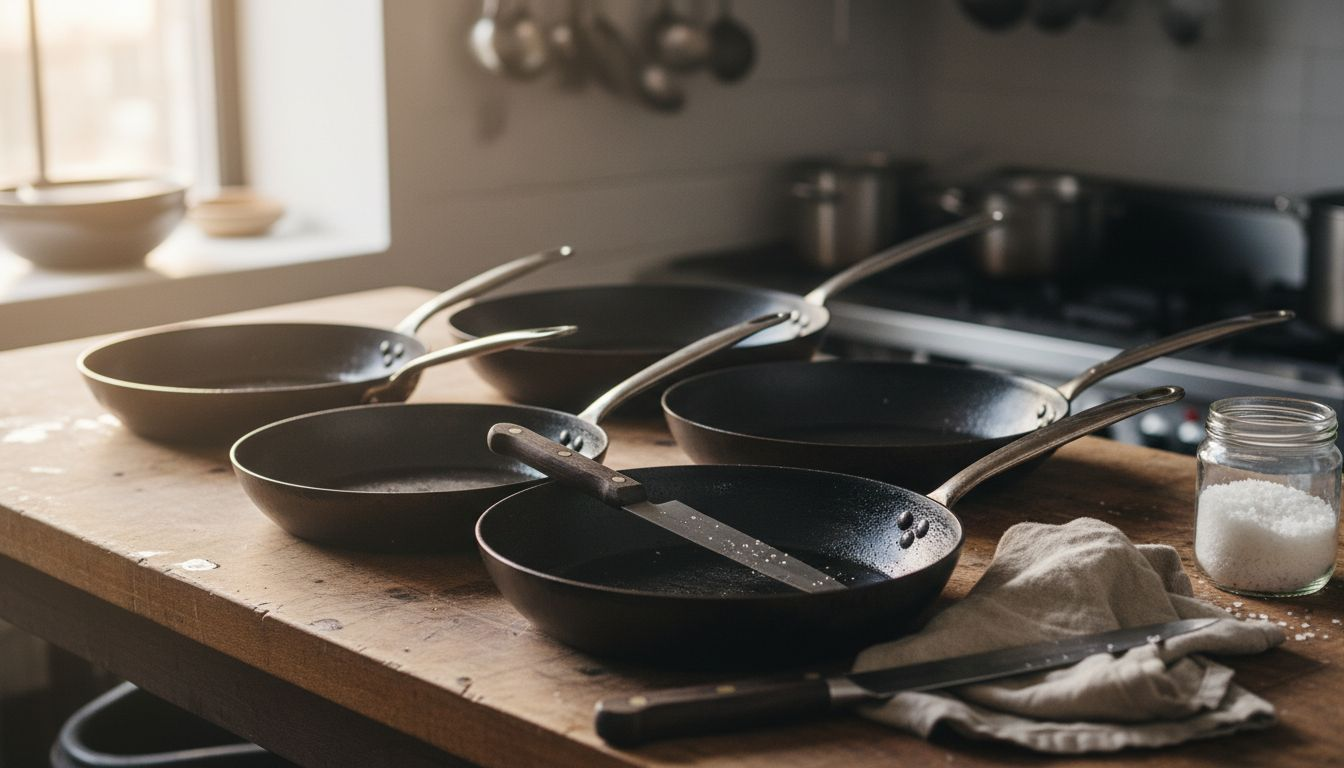 Selecting well seasoned carbon steel pans