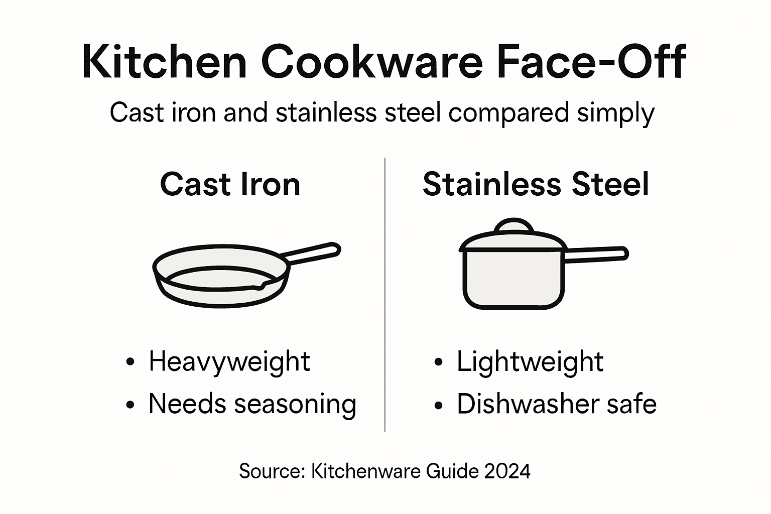 Infographic comparing features of cookware types
