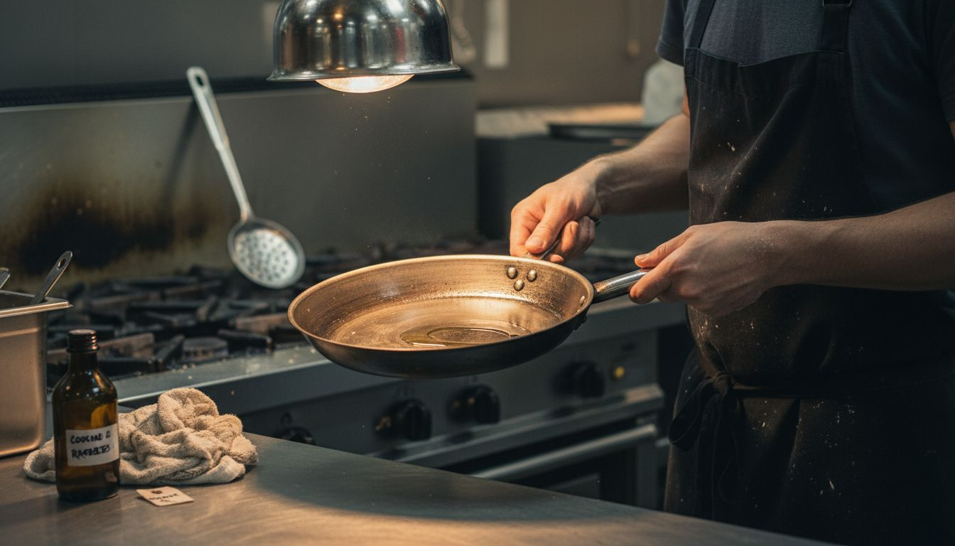 Cook oils dry pan for nonstick maintenance