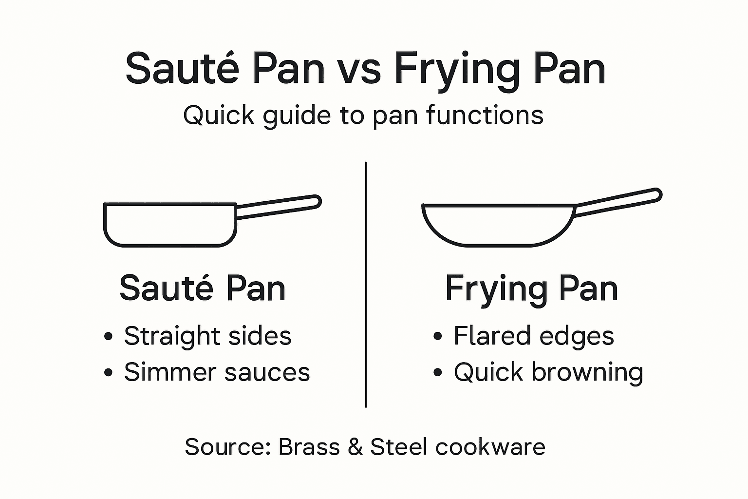 Infographic comparing saute and frying pans