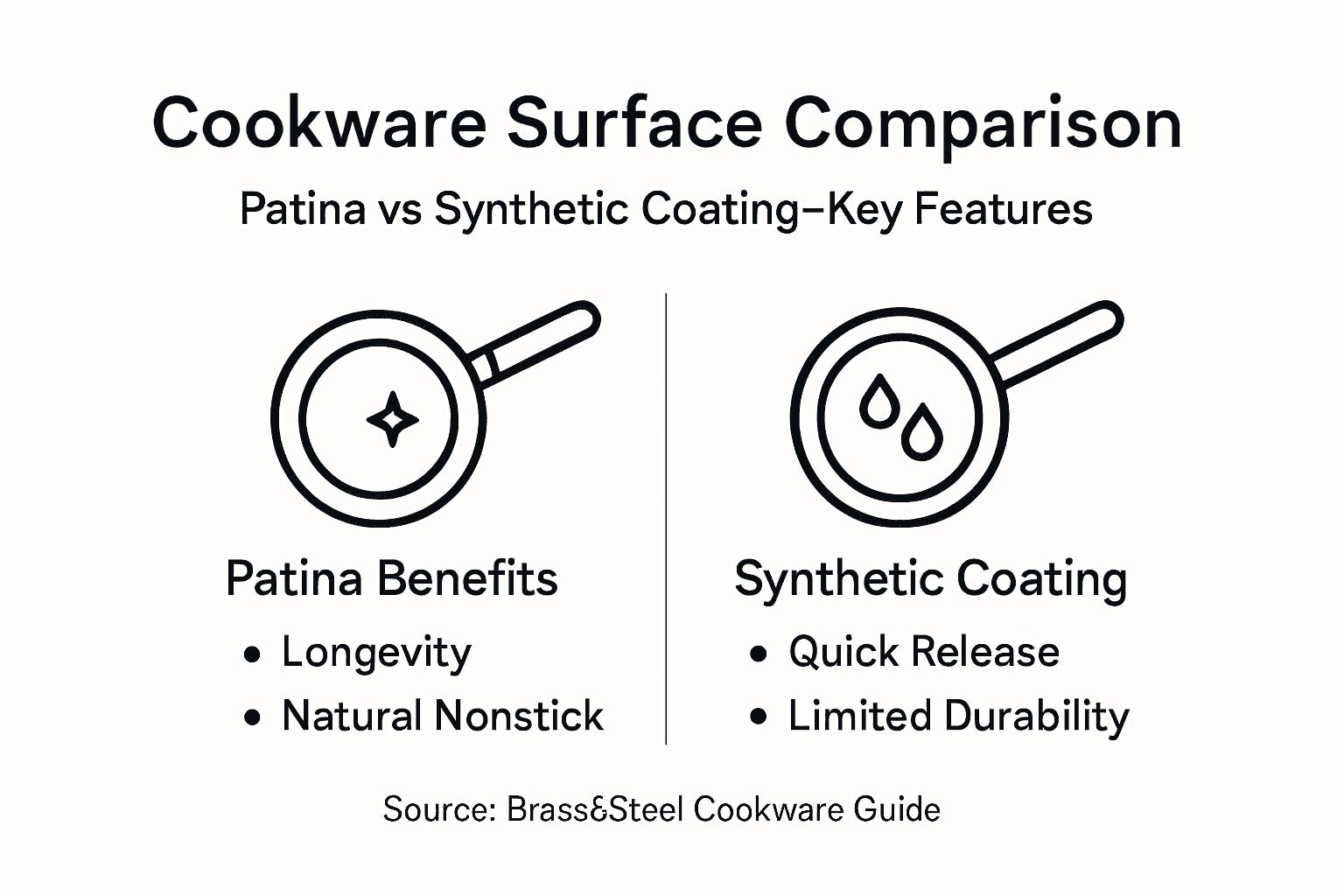 Infographic comparing patina and synthetic coatings
