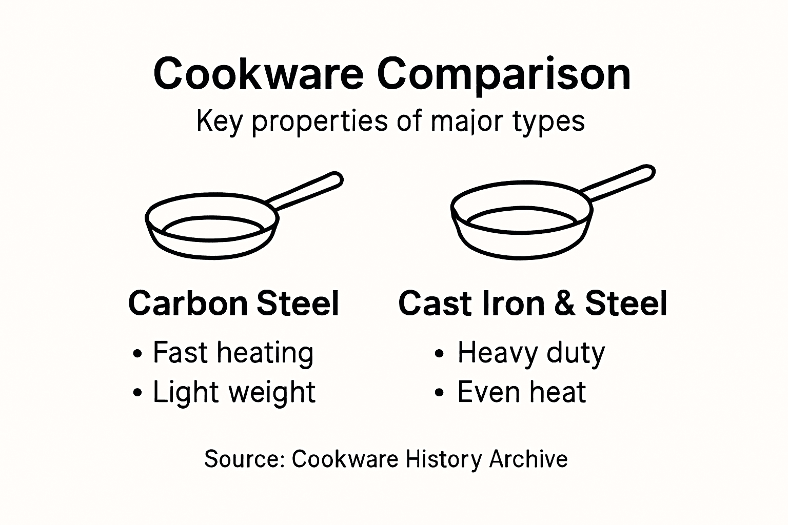 Infographic comparing carbon steel cookware