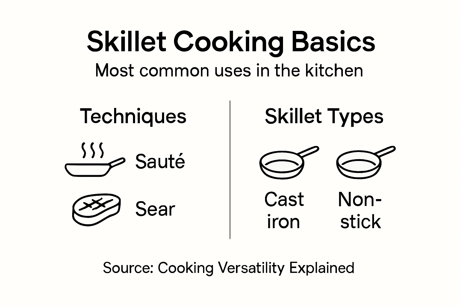 Infographic shows main skillet uses and types