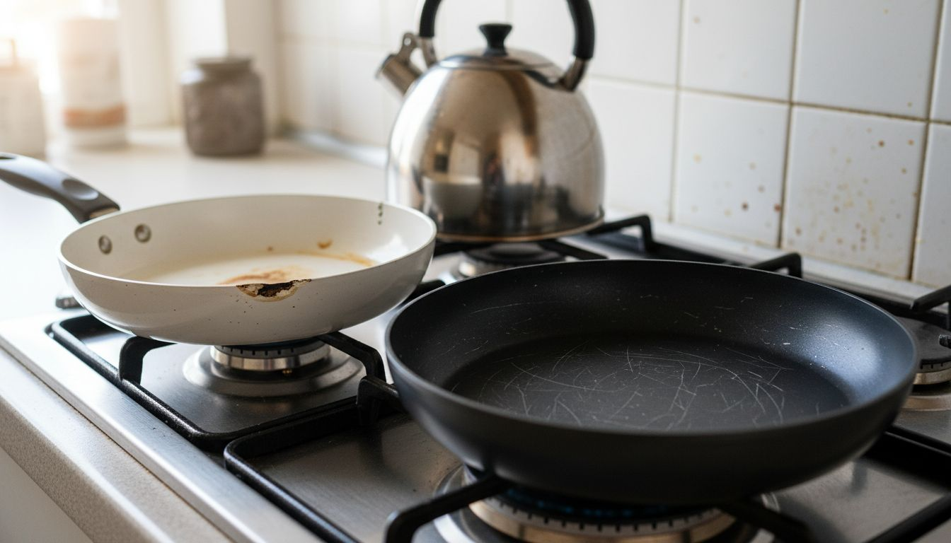 Cookware surfaces with wear from heat