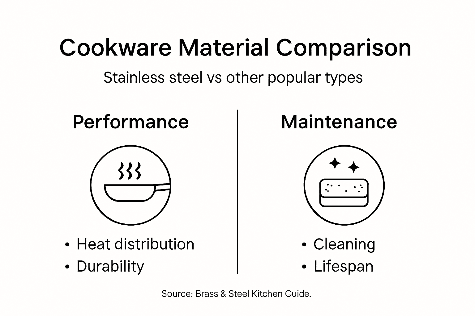 Infographic comparing cookware materials