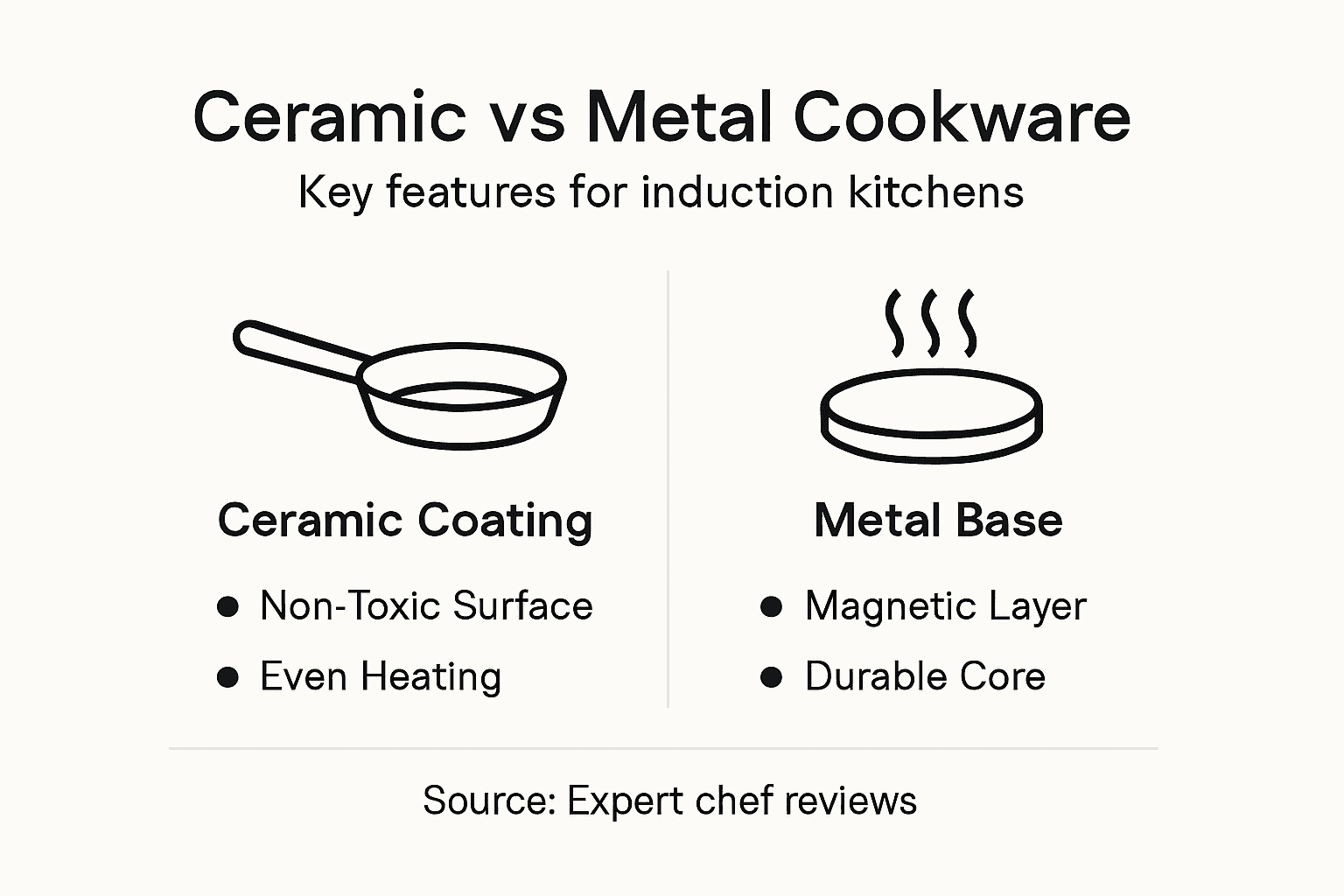 Infographic comparing ceramic and metal cookware