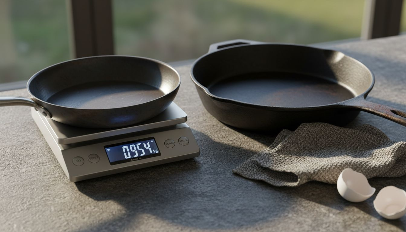 Carbon steel and cast iron pans weight comparison