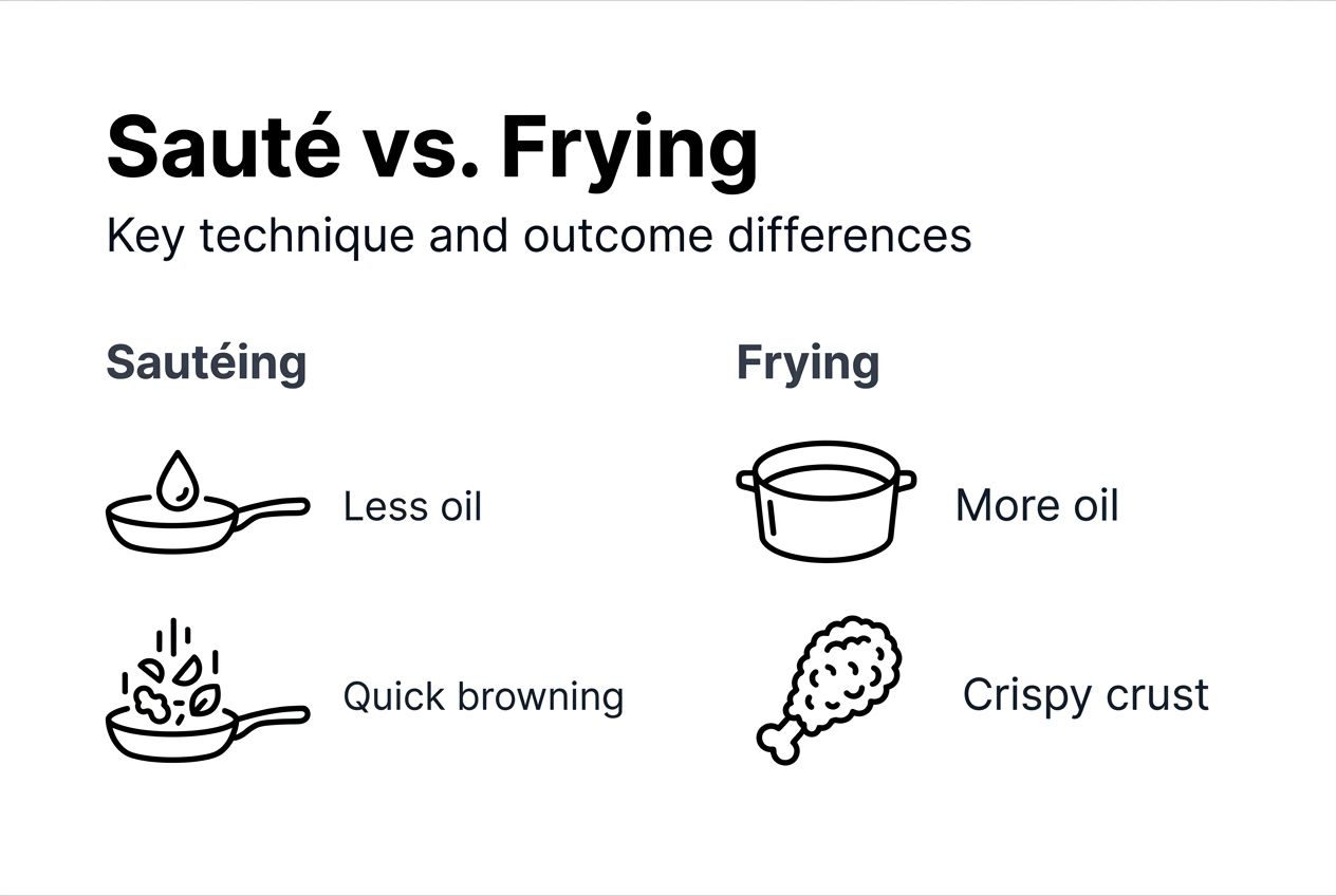 Infographic comparing sauté and frying basics