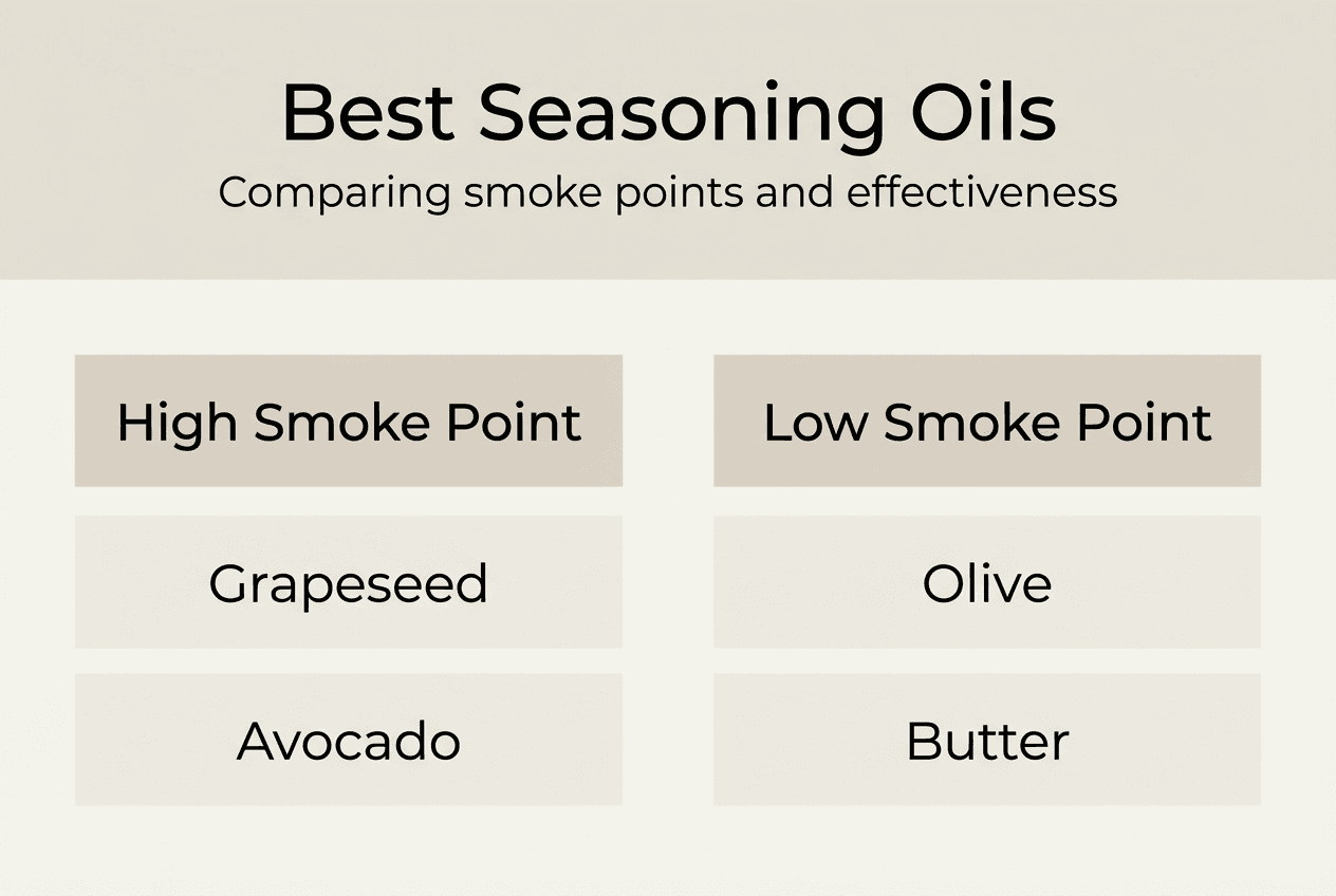 Infographic comparing oils for seasoning