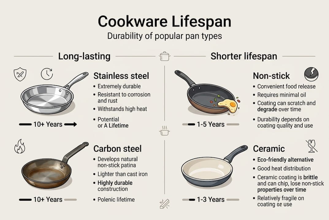 Infographic comparing cookware durability