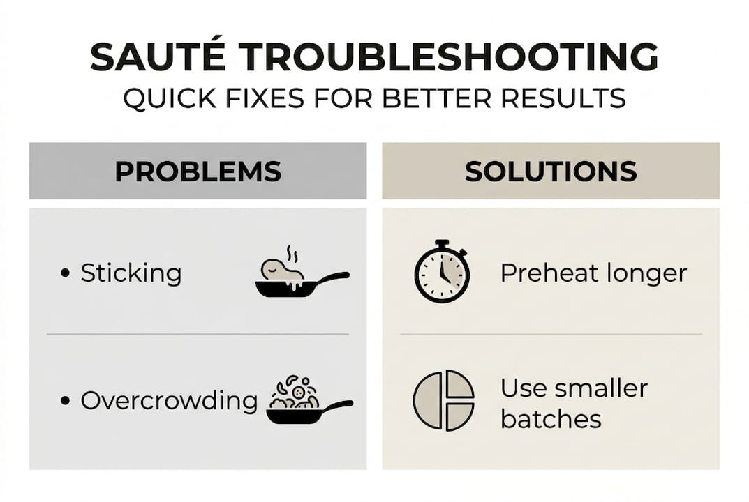 Infographic shows sauté problems and solutions
