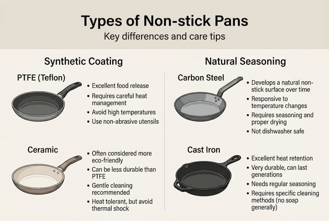 Infographic comparing non-stick pan types