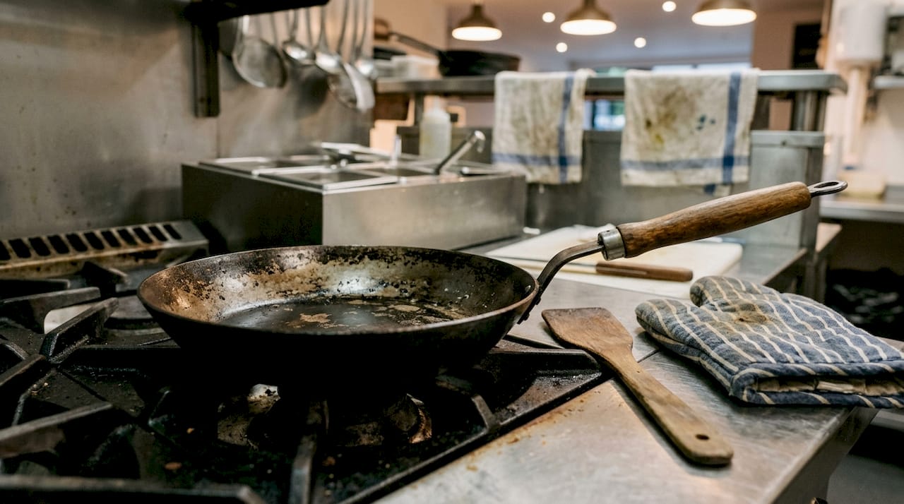 Seasoned Matfer Bourgeat pan on stove