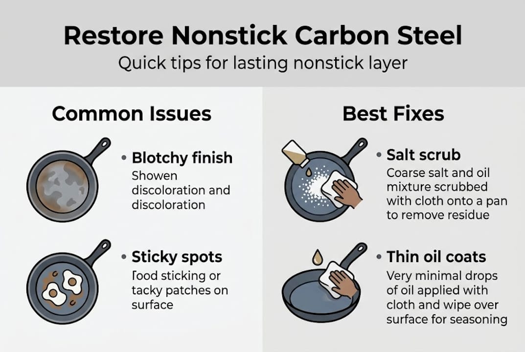 Infographic summarizing pan restoration steps