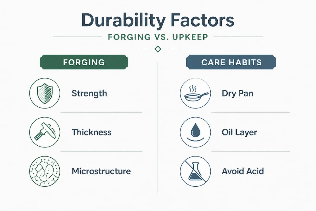 Durability factors: forging versus care habits infographic
