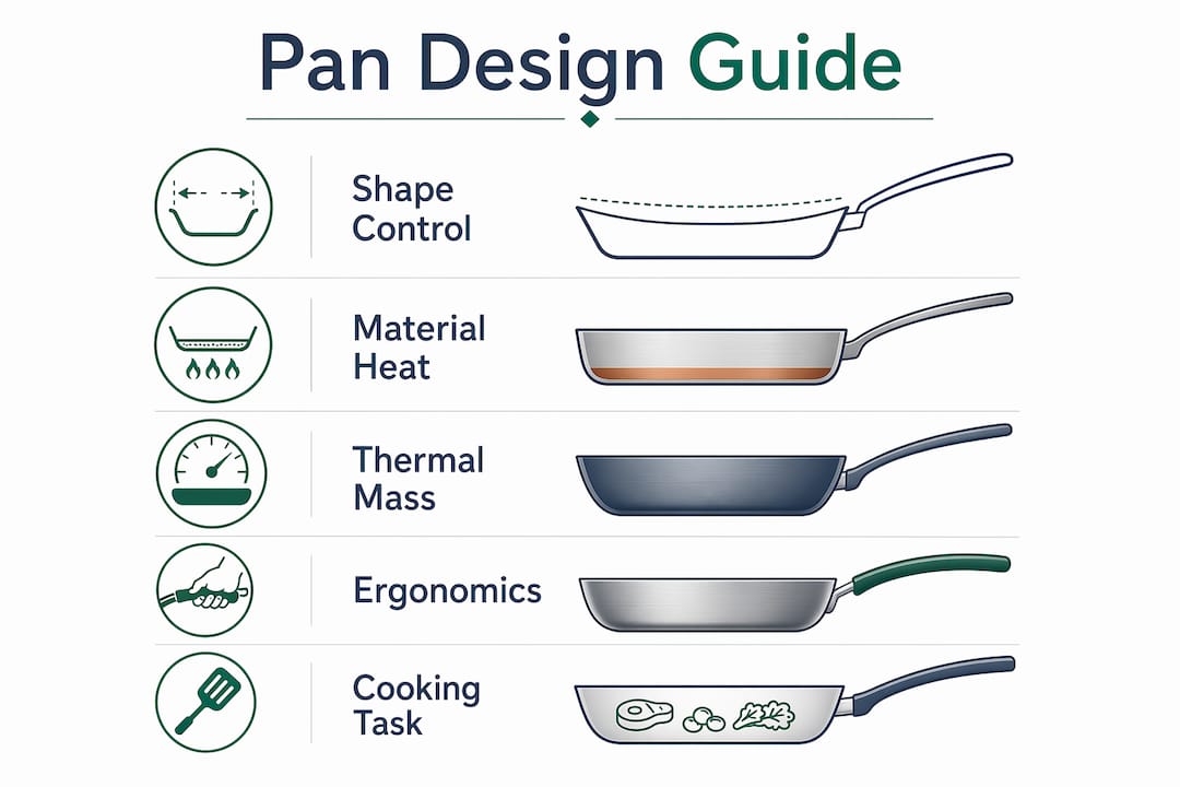 Infographic showing key pan design points