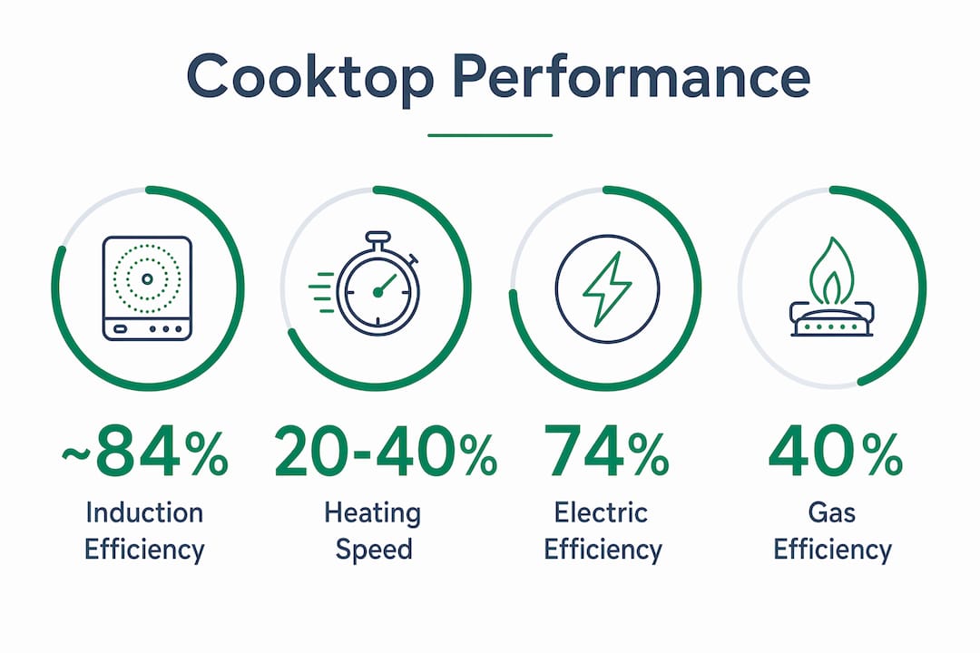 Infographic showing cooktop performance statistics