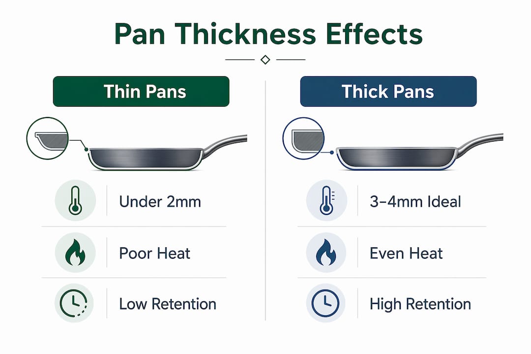Infographic comparing thin vs thick pan features