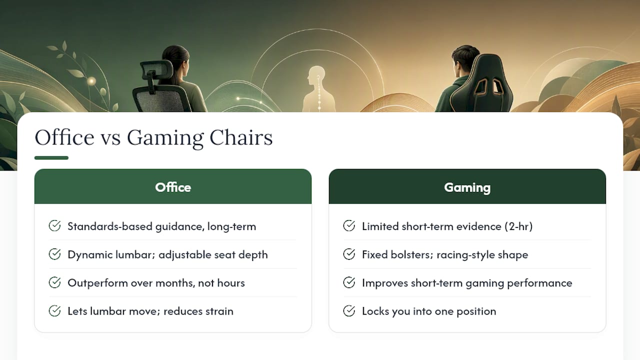 Ergonomics and back health: what the evidence actually says — overview diagram
