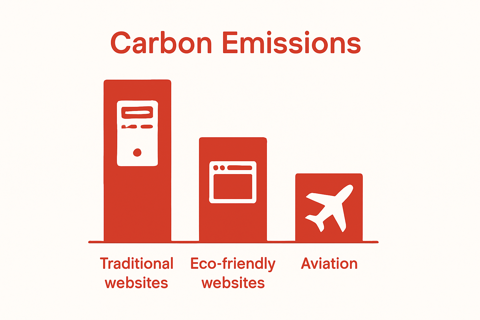 Comparison of carbon emissions: traditional websites, environmentally friendly websites, aviation industry