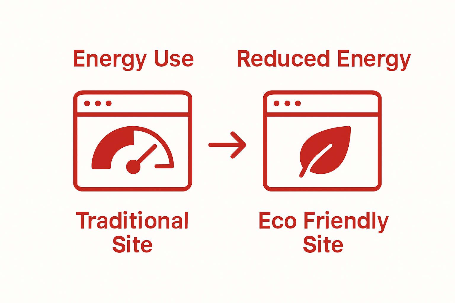Infographic comparing carbon impact of traditional and eco friendly websites