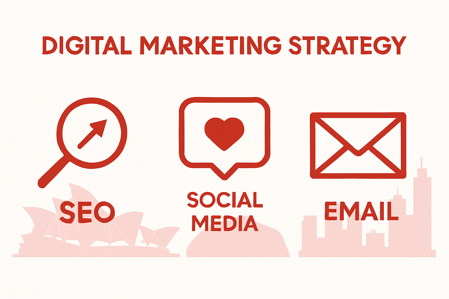 Australian digital marketing core channels icons