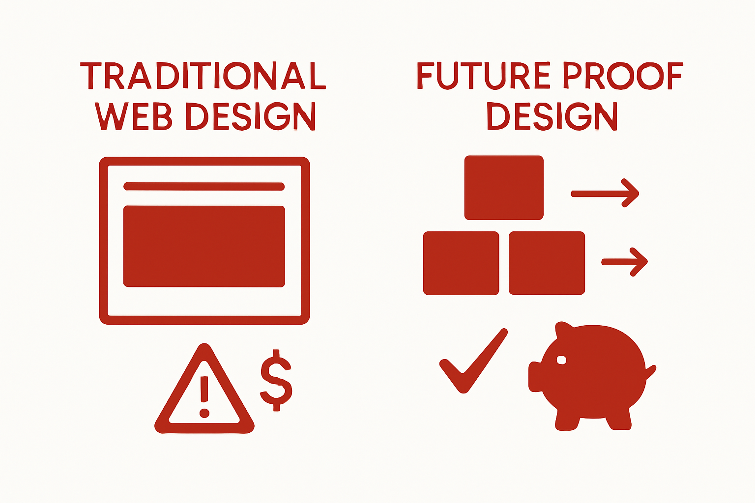 Infographic comparing future proof and traditional web design