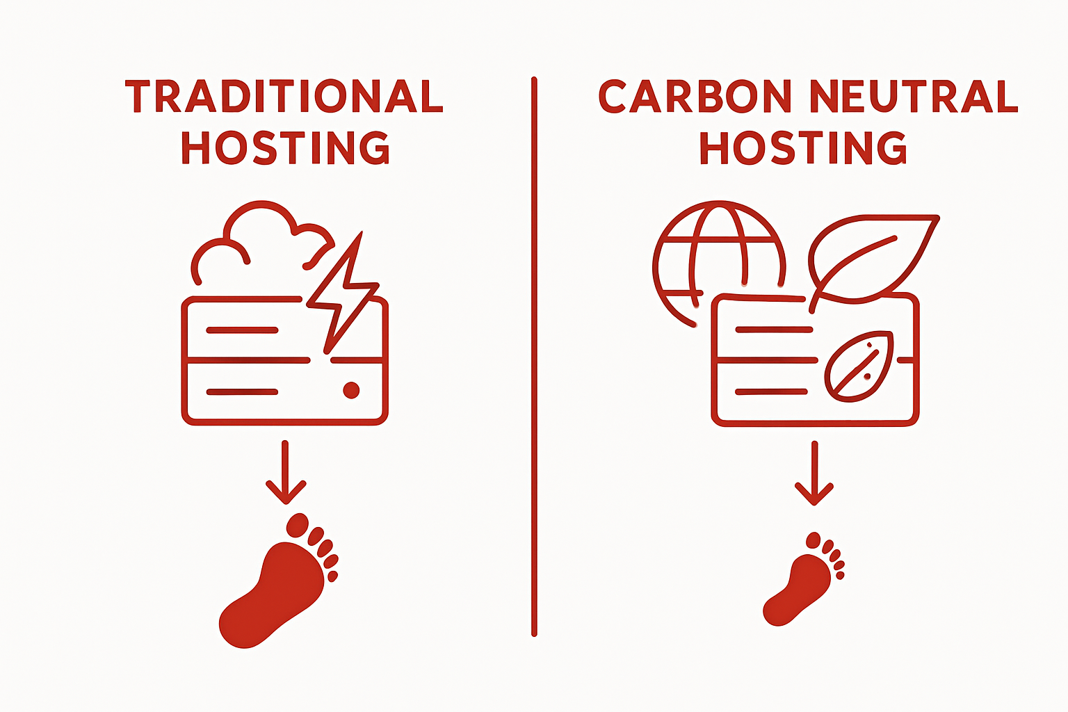 Comparison of traditional and carbon neutral hosting carbon footprints