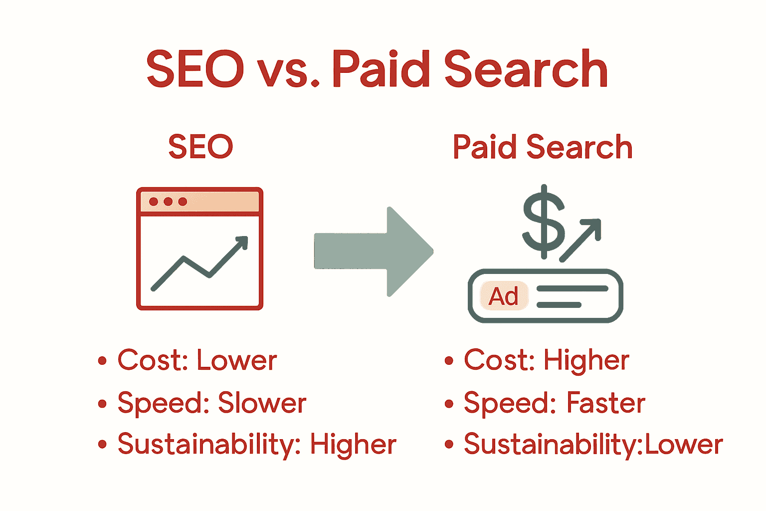 Infographic visually compares SEO and Paid Search Ads for Australian businesses