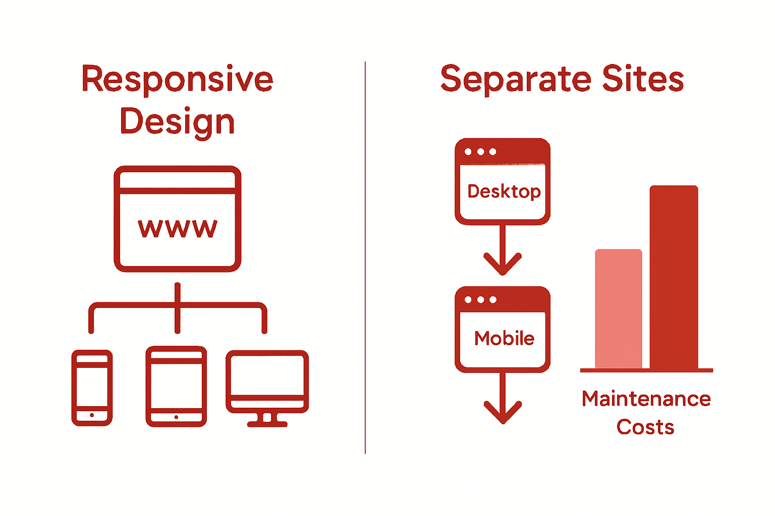 Infographic comparing responsive and separate mobile sites