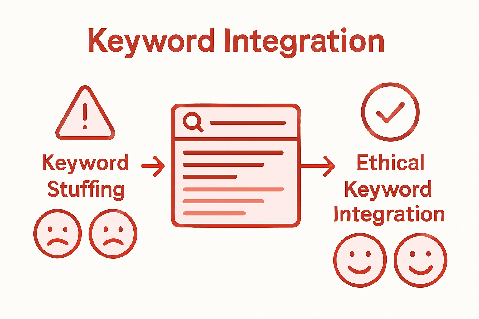 Infographic comparing ethical vs unethical keyword use