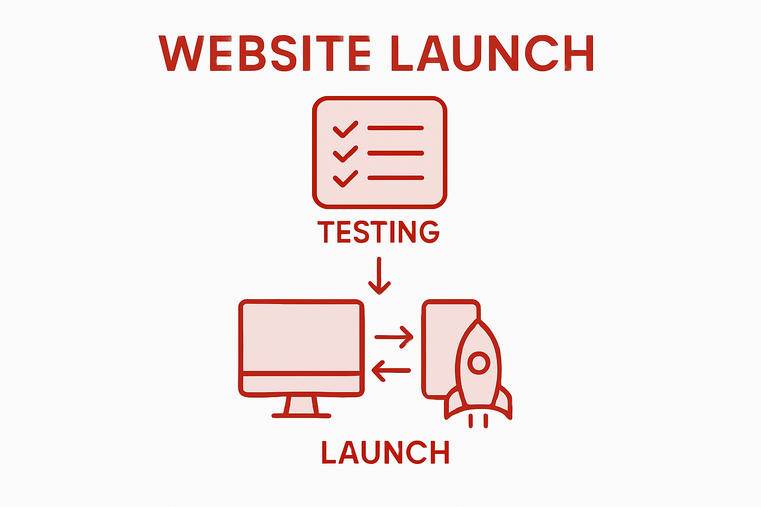 Infographic showing website launch checklist steps