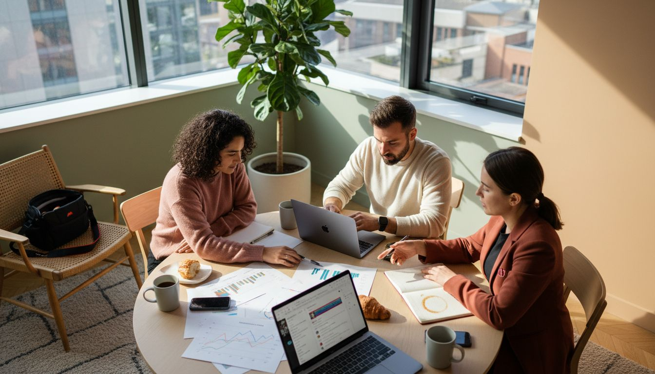 Team collaborating on social media strategy