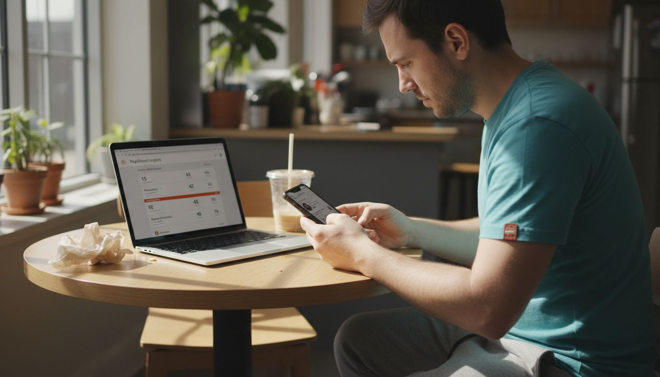 Tester using mobile for website speed check