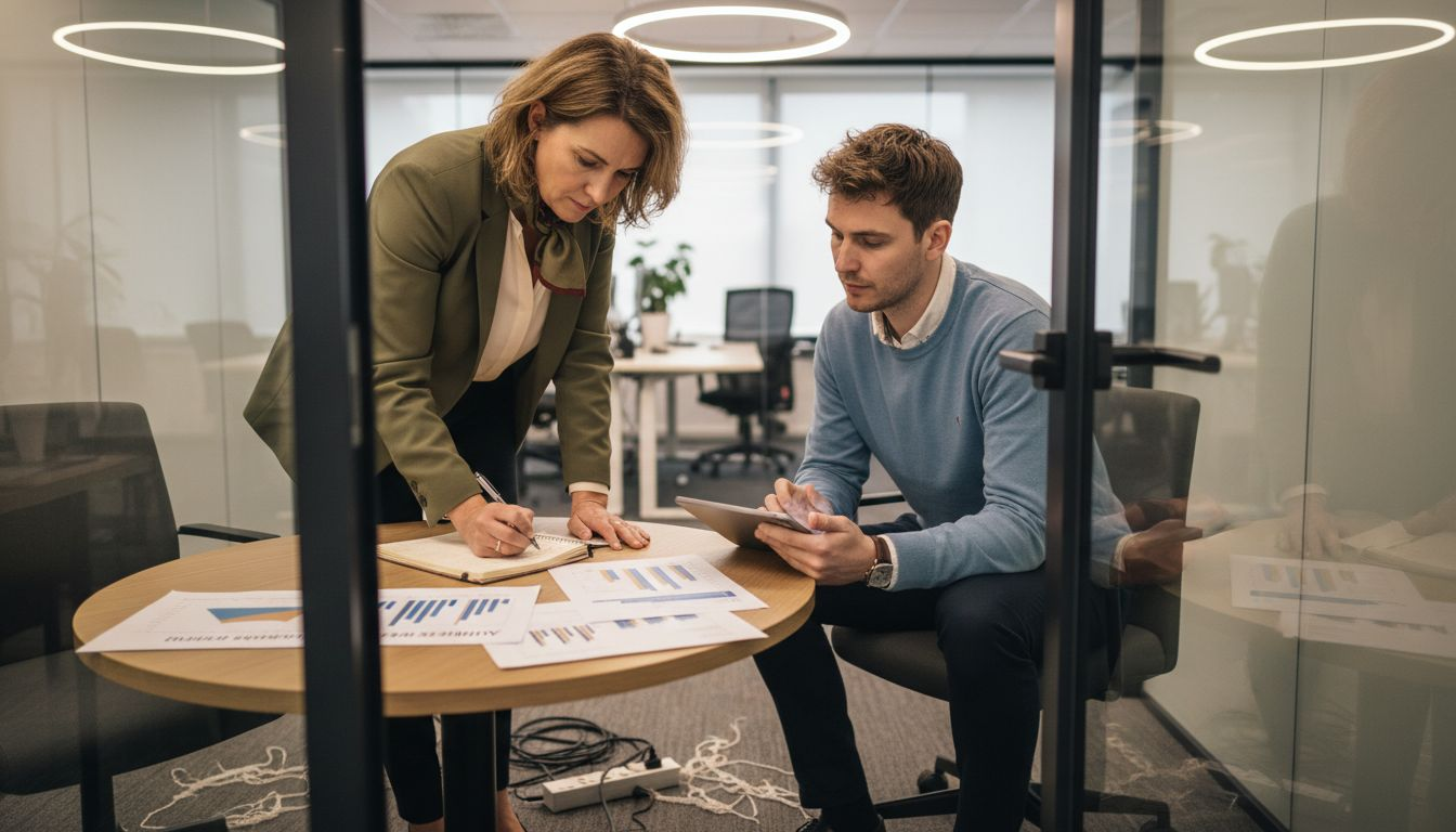 Team defining core brand values together