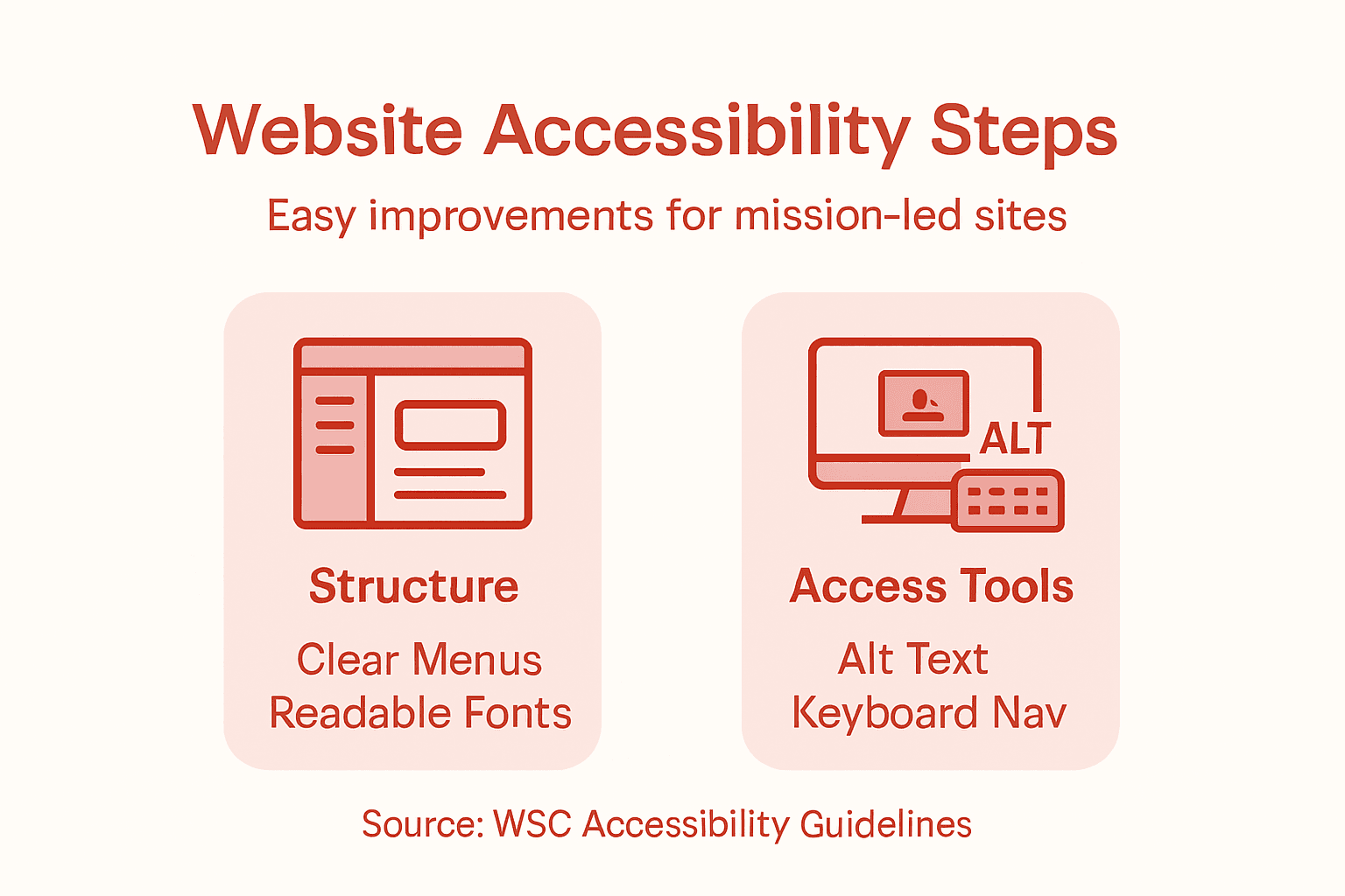 Infographic showing steps toward accessible web structure