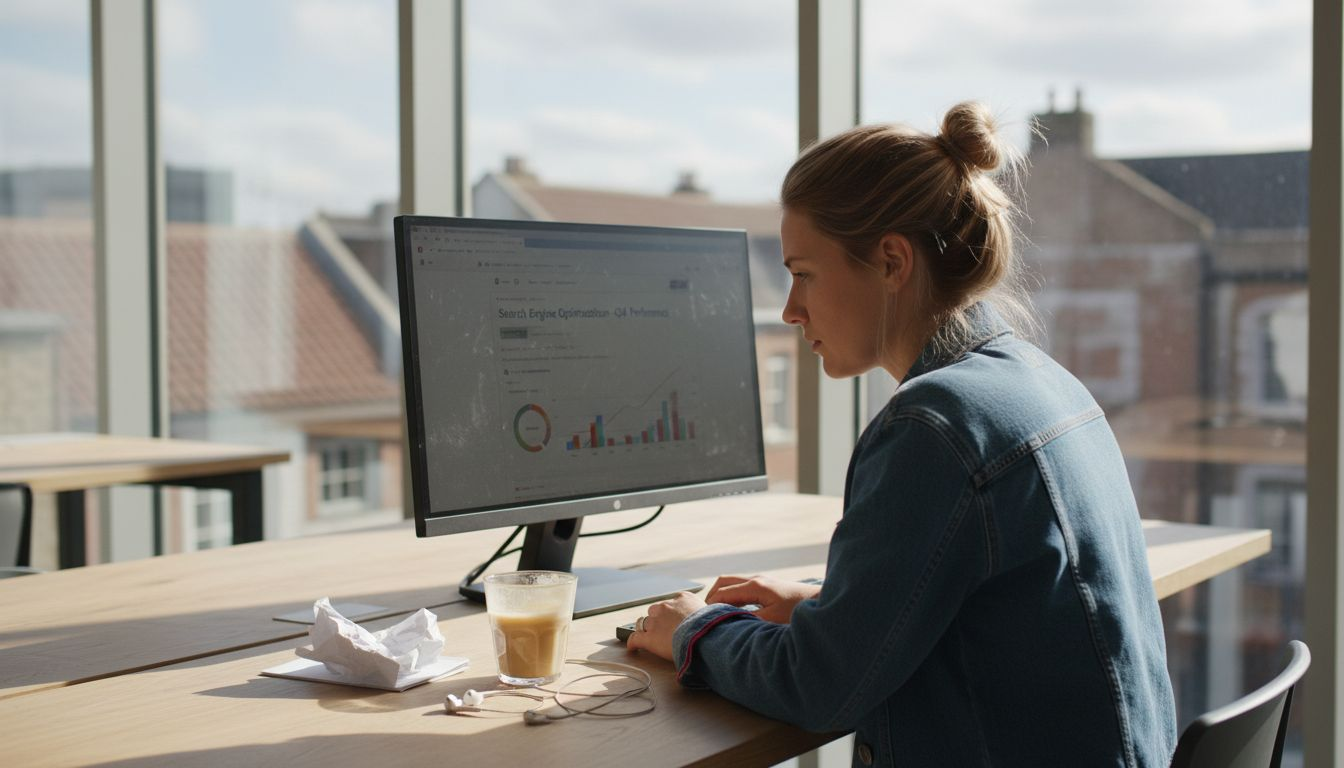 SEO expert analyzing website data chart