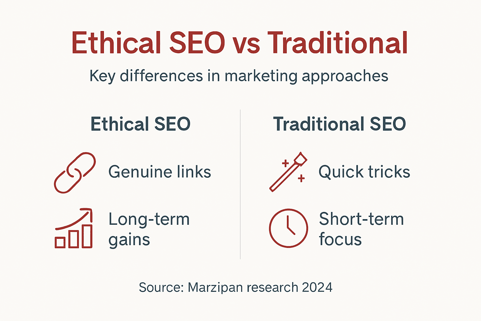 Infographic comparing ethical and traditional SEO