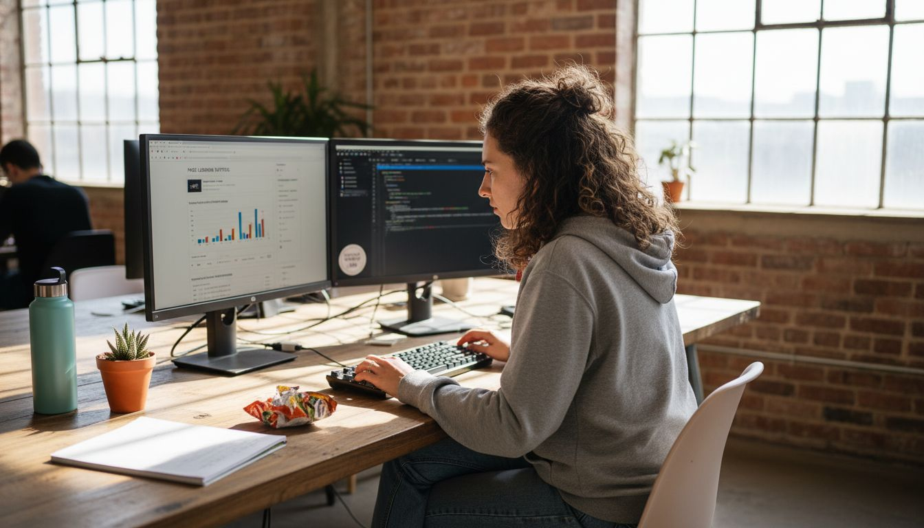 Web developer working on energy-efficient design