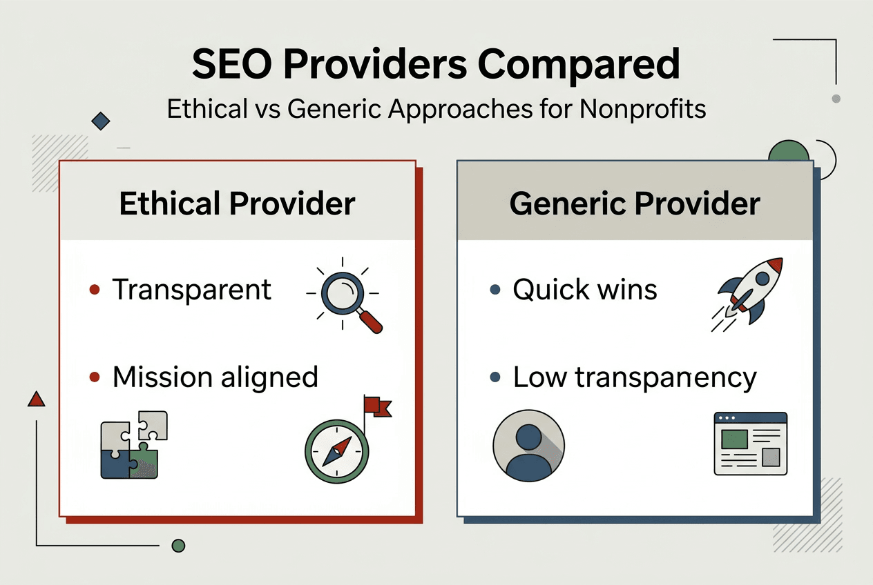 Infographic comparing SEO provider types