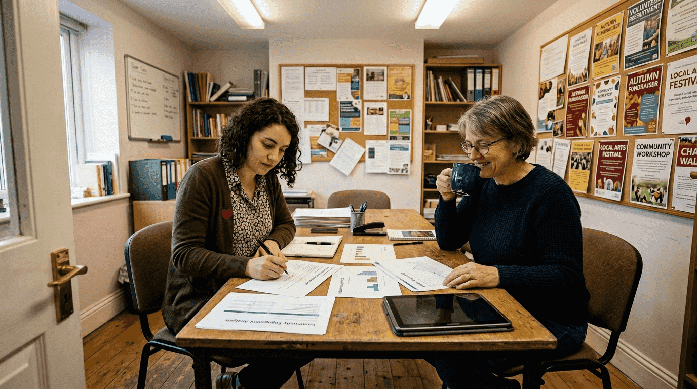 Nonprofit staff reviewing ethical SEO results