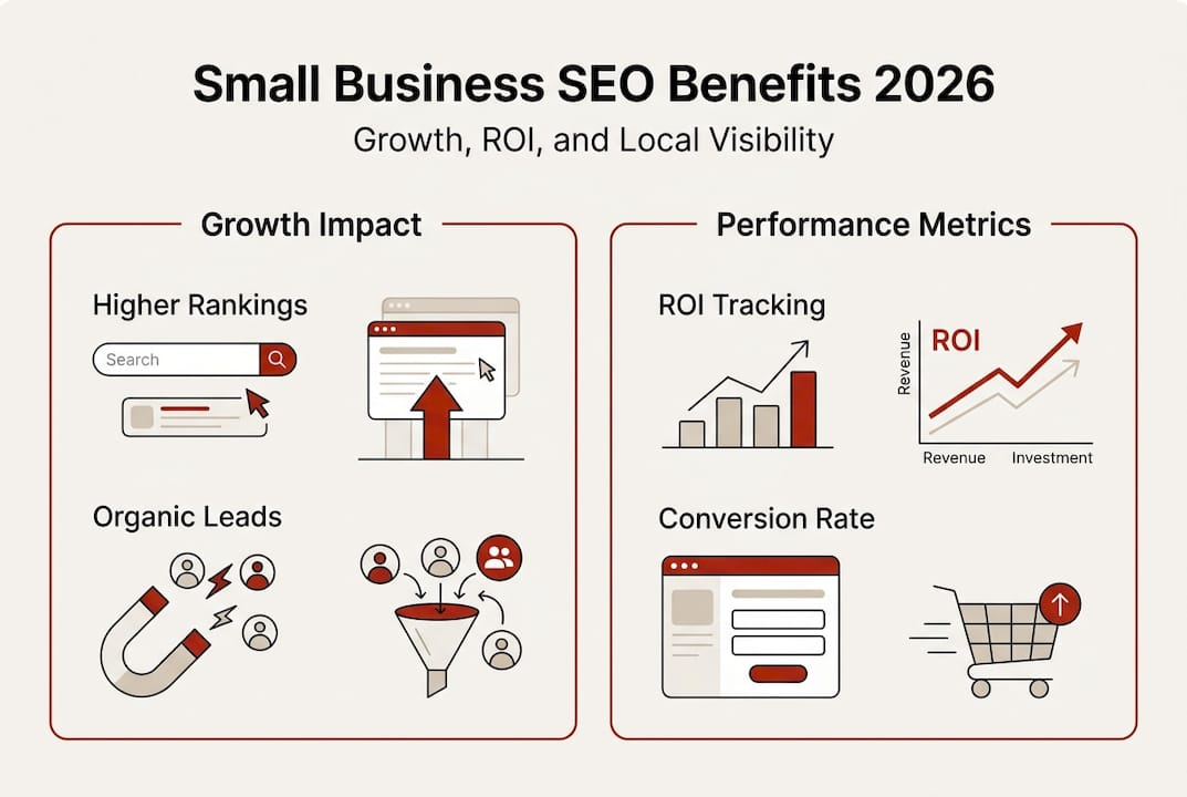 Infographic on small business SEO benefits and growth